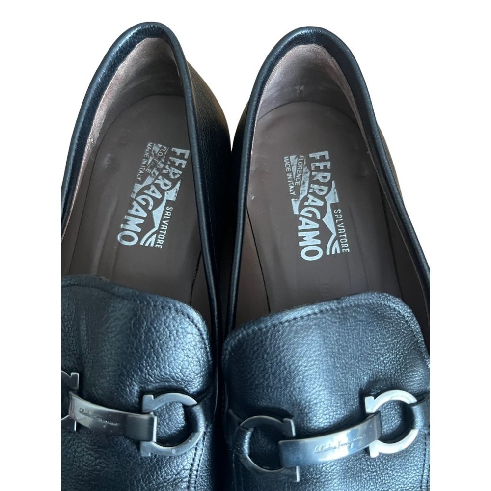 Salvatore Ferragamo Black Leather Men Classic Slip Ons Shoes Size 11.5 E View 5